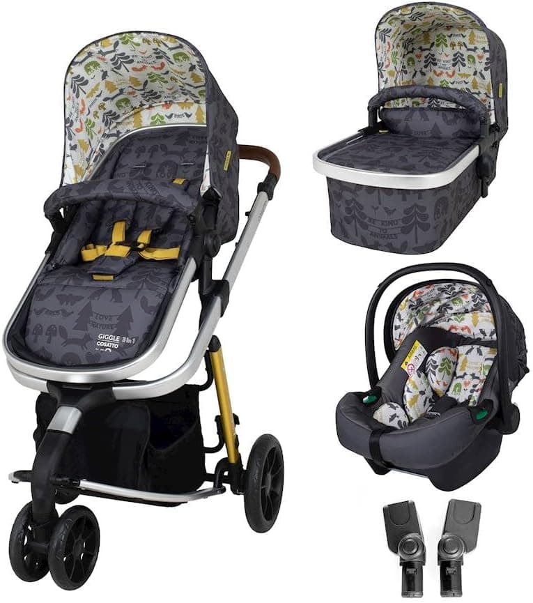 Cosatto Carrinho bebé 3 em 1 Giggle - carrinho bebé nascimento até 18 kg. Carrinho de bebé com capacidade, cadeira de passeio e cadeira de carro iSize 0+. Carro bebé leve, fácil de dobrar com protetor