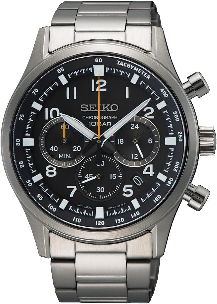 Seiko Relógio analógico para homens de quartzo com correia em aço inoxidável SSB447P1
