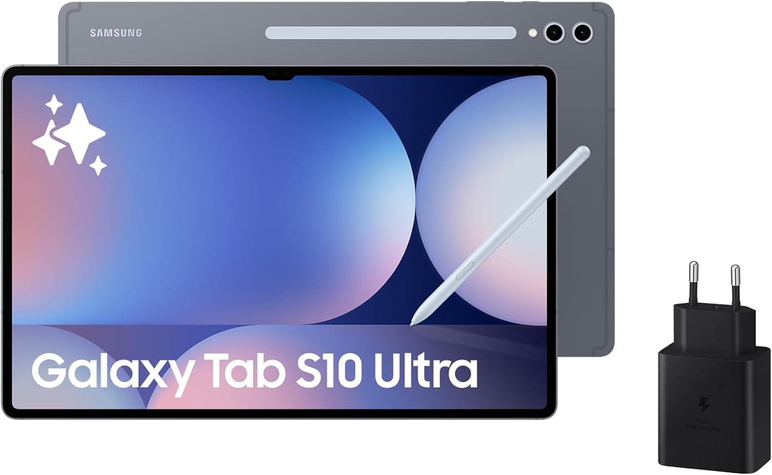 Samsung Galaxy Tab S10 Ultra 512 GB + carregador - Tablet IA, tablet Android Wifi, 12 GB RAM, ecrã AMOLED, antirreflexos, caneta S incluída, cinzento