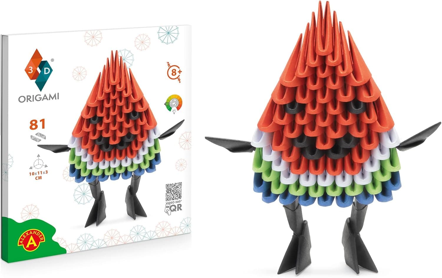Origami 3D - Bela escultura de papel 3D com componentes patenteados e instruções de construção compreensíveis, a partir dos 8 anos (melancia)