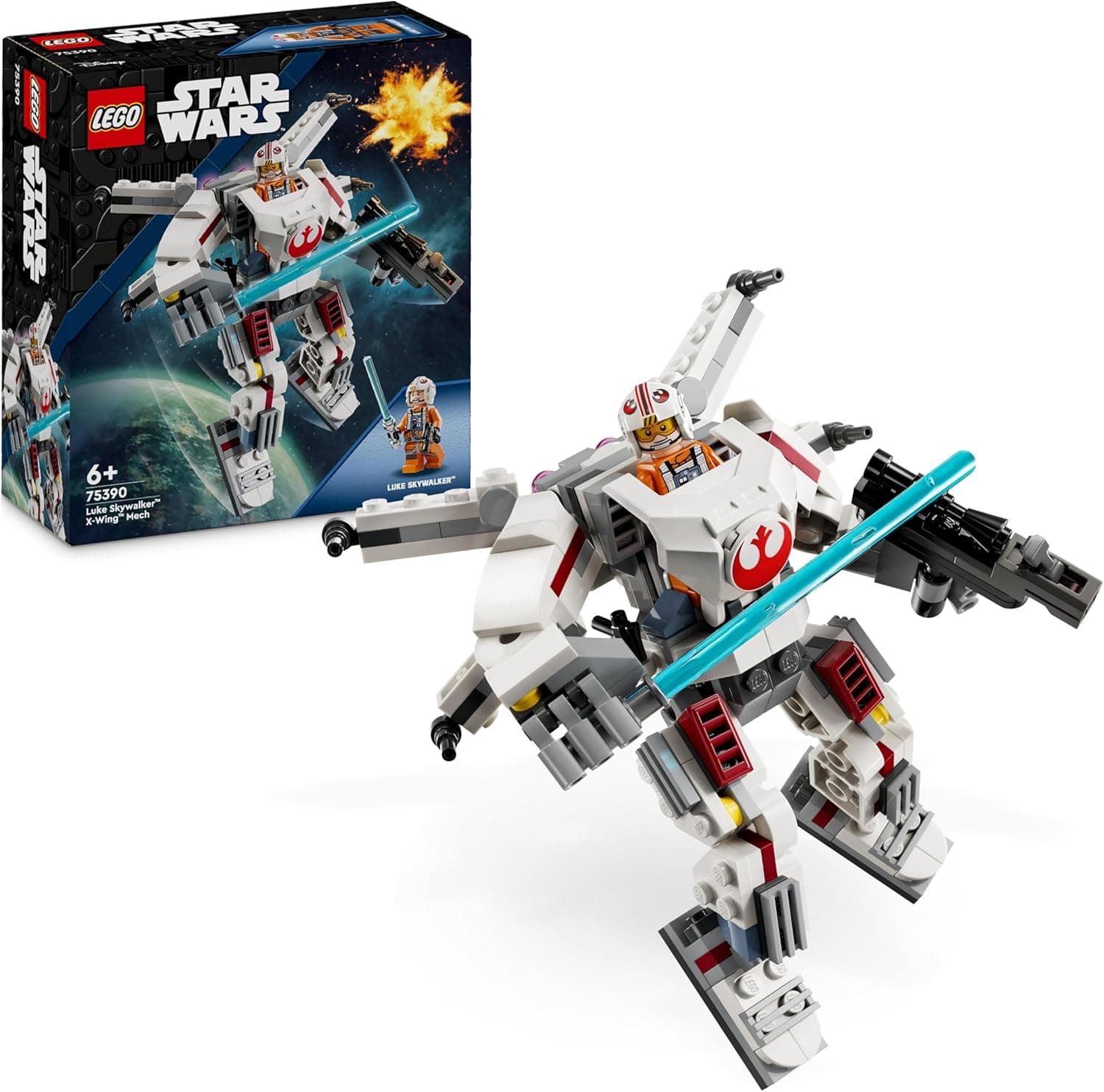 LEGO Star Wars Meca asa-X de Luke Skywalker brinquedo de construção com minifigura para colecionar e espada a laser, jogo de fantasia e aventuras, presente para meninos e meninas de 6 anos ou mais