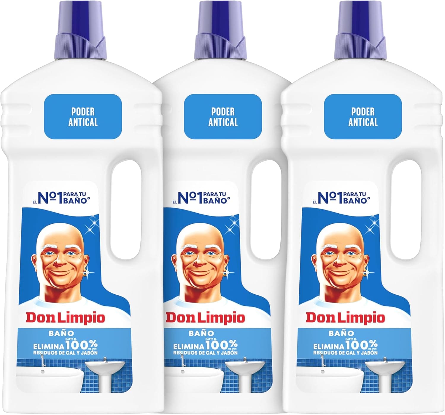 Don Limpio Banho líquido detergente 1,5 I. Elimina as marcas de sabão e o duplo de cal que a fórmula anterior (embalagem de 3)
