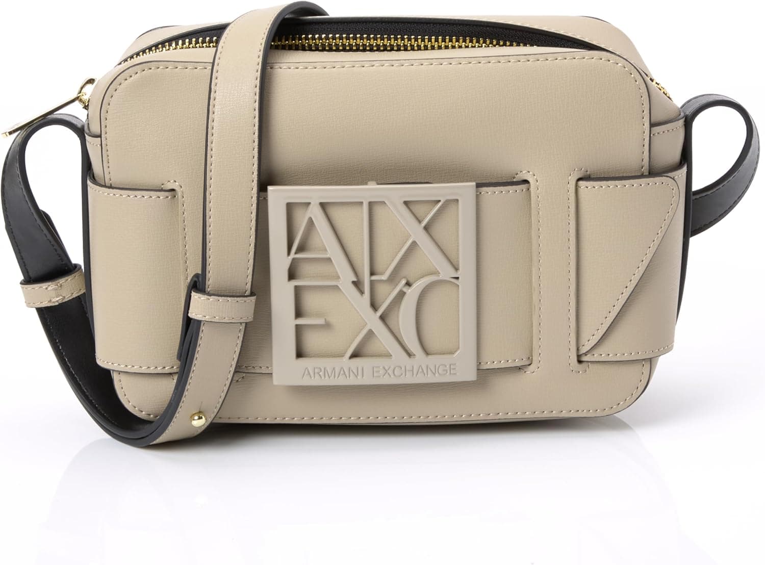 Armani Exchange Camera Case with Central Logo Buckle, Bolsa para mulher