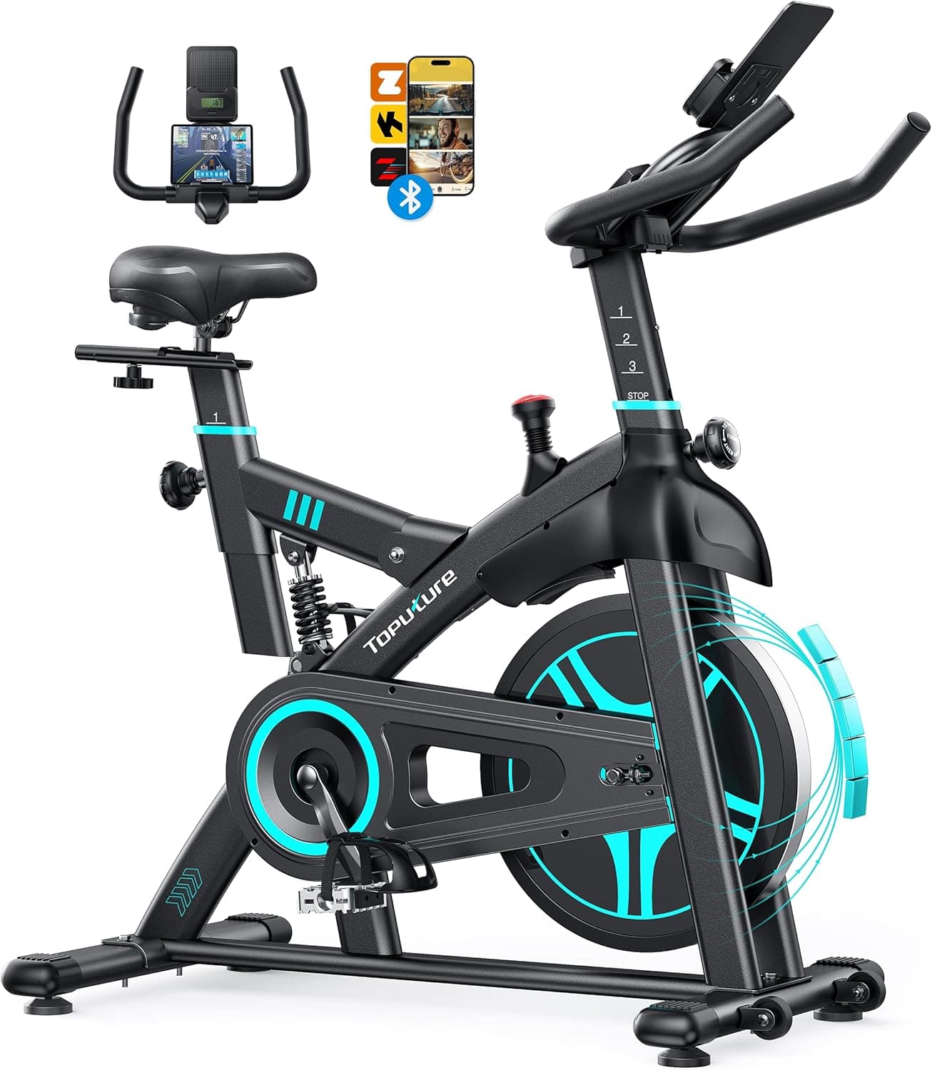 Toputure TEB2-C3 | Bicicleta estática magnética de spinning com volante de 15 kg e amortecimento para uso doméstico