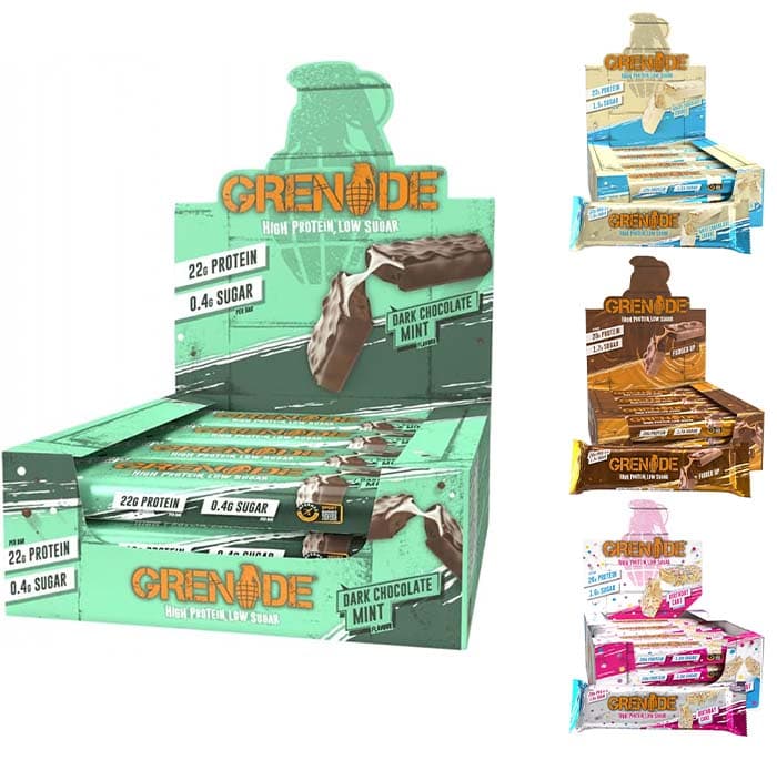 Grenade High Protein and Low Carb barra sabor - Dark chocolate Mint, 12 x 60 g