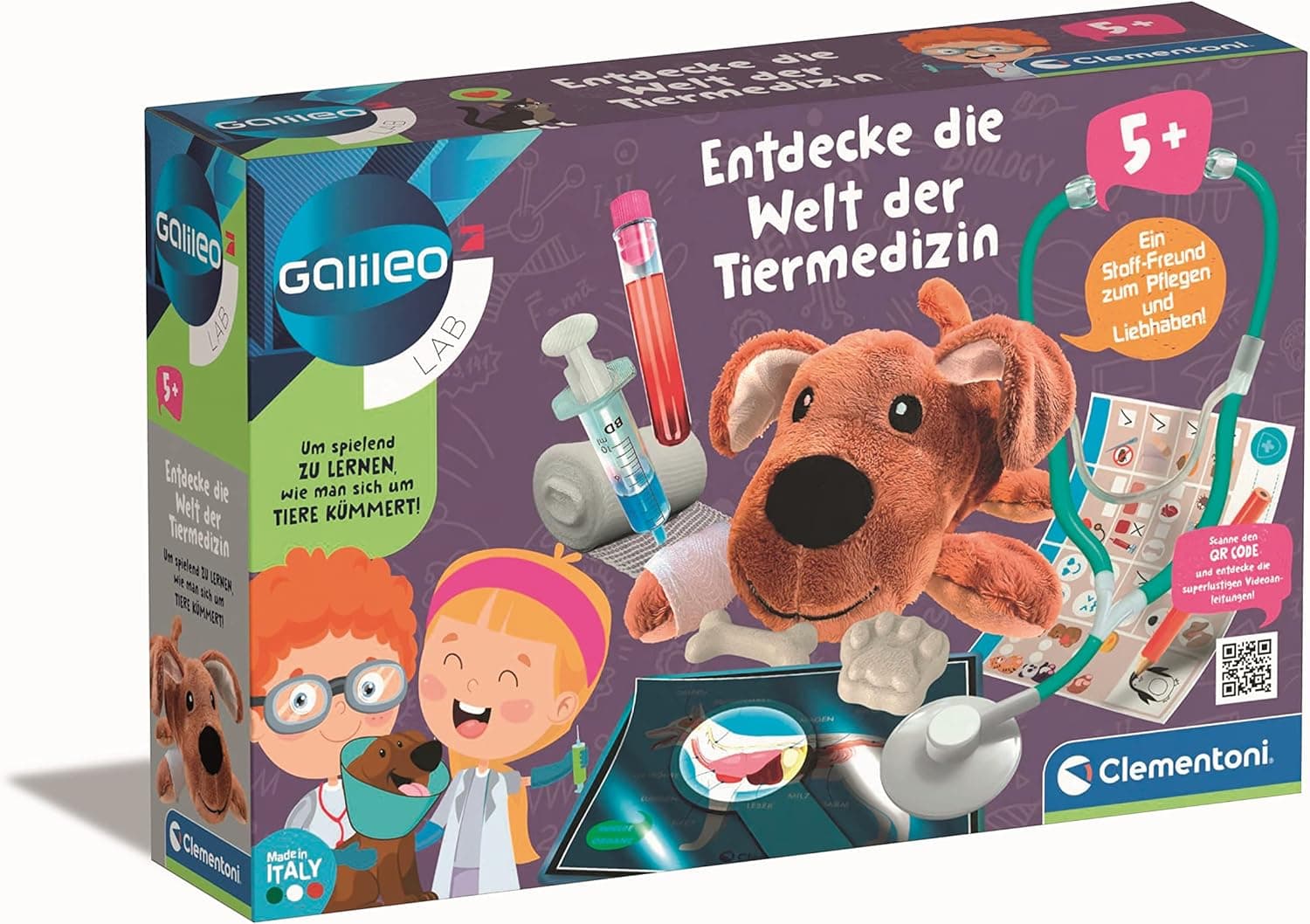 Clementoni Galileo Lab – Descubra o mundo da medicina veterinária, jogo emocionante com muitos utensílios e informações úteis para veterinários iniciantes a partir de 5 anos de Clementoni 59262