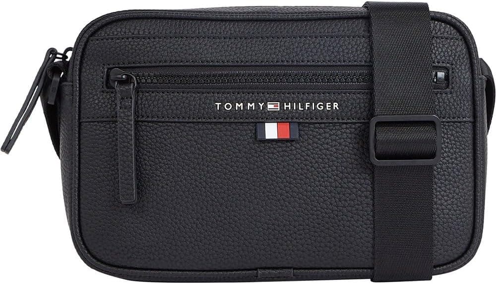 Tommy Hilfiger Essential Reporter | Mala tiracolo pequena para homem em preto