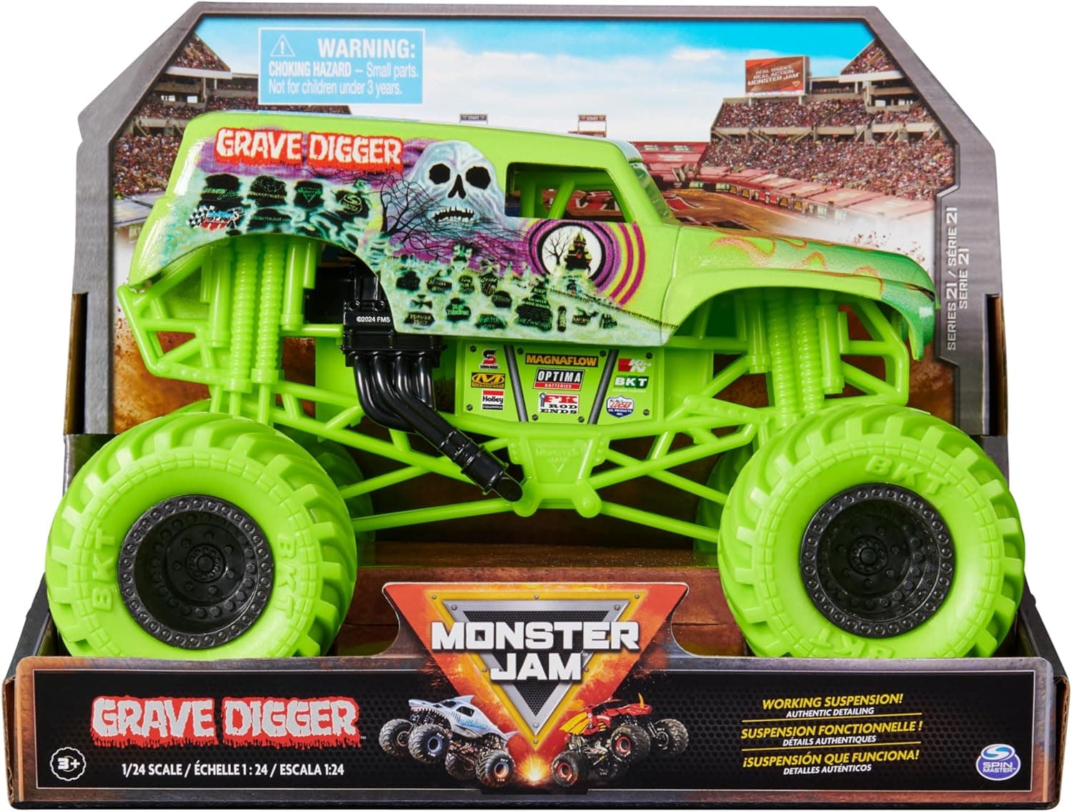Monster Jam - Monster Truck Grave Digger oficial - carros de brinquedos de metal escala 1:24-6069137 - carros para crianças - brinquedos crianças 3 anos +