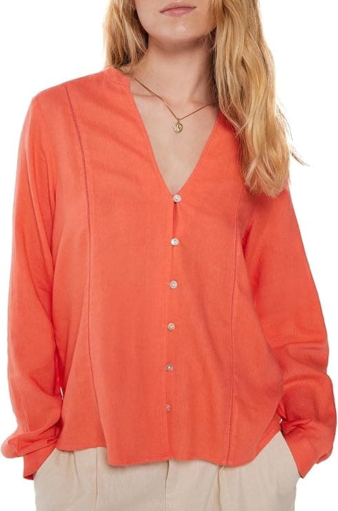 SPRINGFIELD Flowy Lace Inserted | Blusa feminina com detalhe rendado