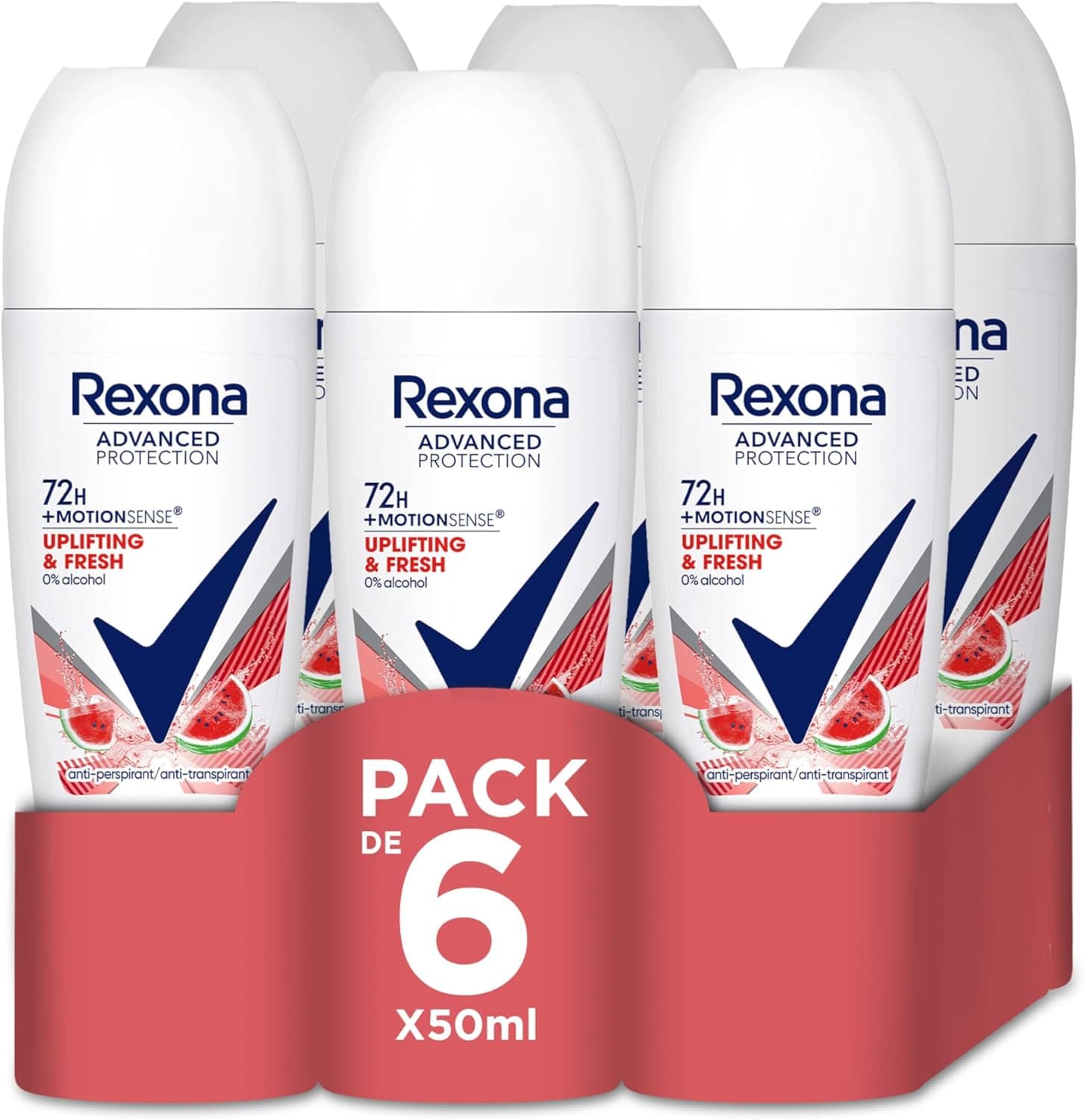 Rexona Advanced Protection desodorizante antitranspirante Roll-On para mulher UPLIFTING & FRESH 72h 50 ml, conjunto de 6 unidades