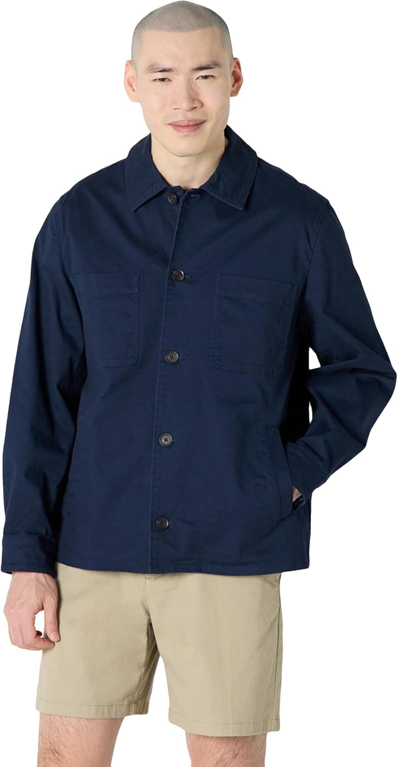Amazon Essentials Camisa de algodão elástico de corte solto para homem
