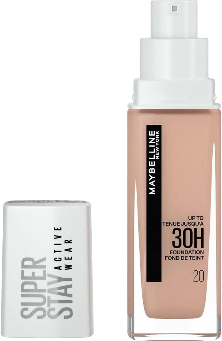 Maybelline New York, Base de maquilhagem Superstay Active Wear 30H, longa duração, waterproof, alta cobertura, acabamento mate, tom 20 cameo, 30 ml
