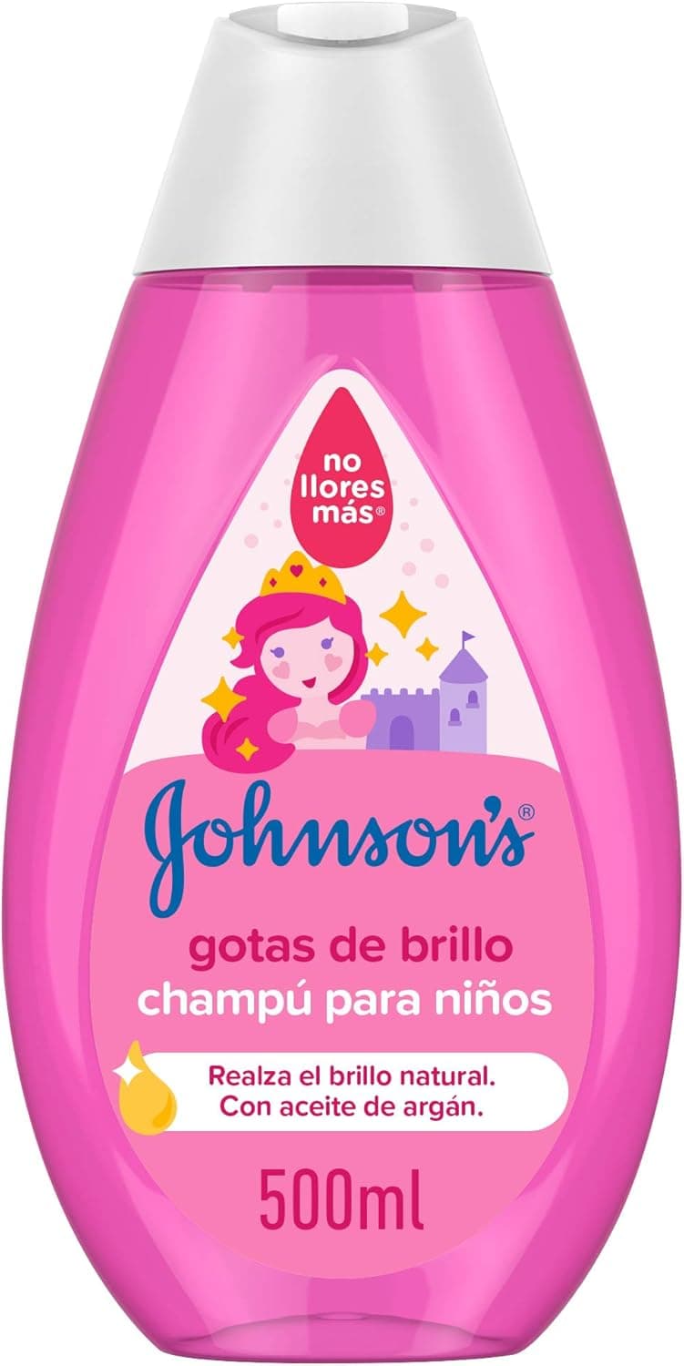 Johnson's Baby, Champô gotas de brilho para crianças, com óleo de argão, cabelo brilhante, macio e sedeoso, 500 ml