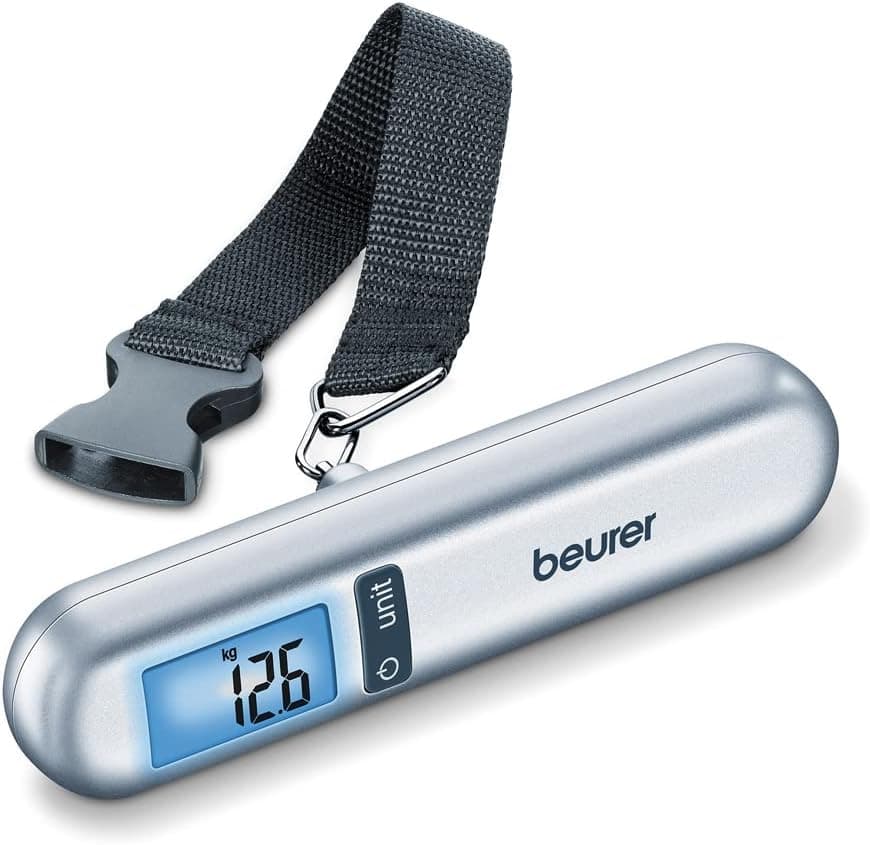 Beurer LS06 - Balança para malas, capacidade de 40 kg, ideal para viagens, cor prateada/branco