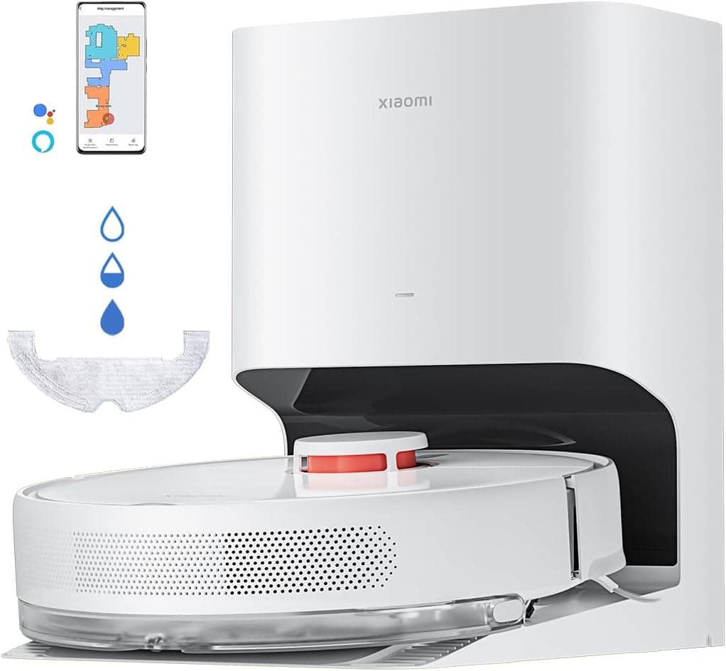 Xiaomi Robot Vacuum X10 - Robot aspirador e limpa-chão com sistema inteligente de navegação a laser (LDS), sucção de 4000 Pa, base de auto-esvaziamento, 5200 mAh, branco