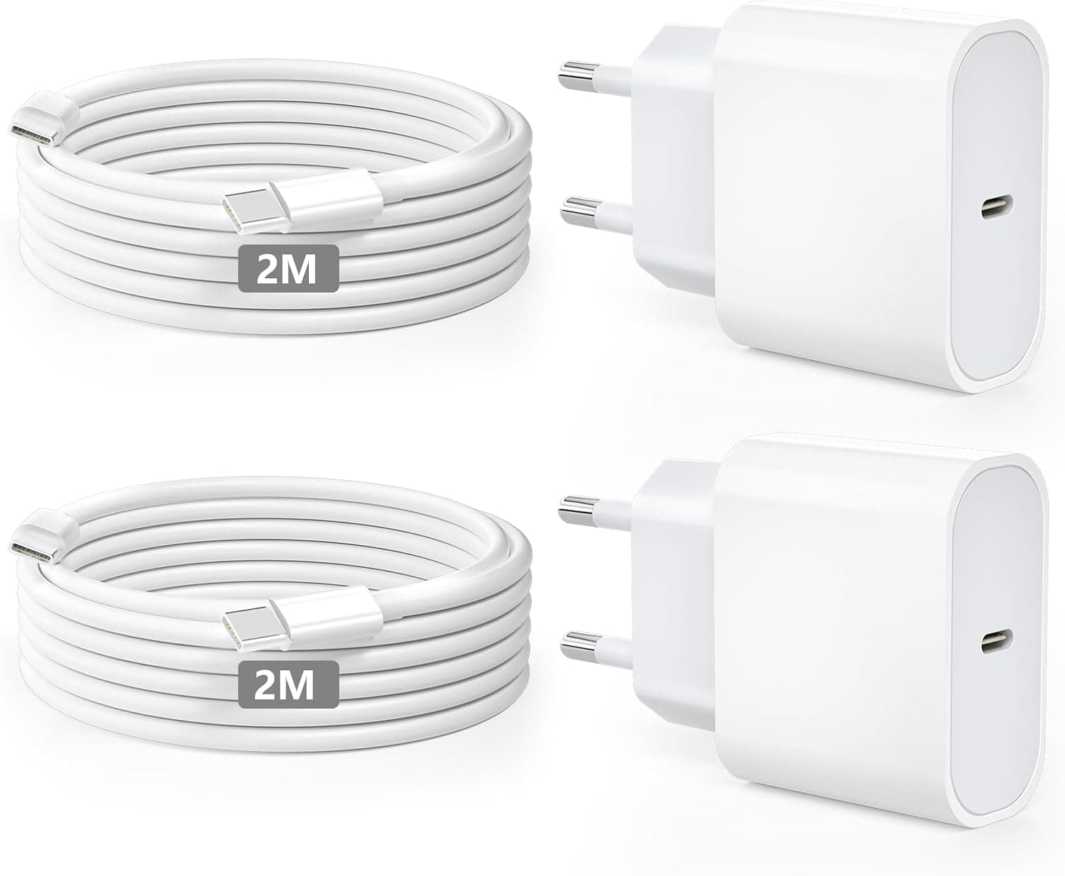 Carregador para iPhone 16 15 carregamento rápido 20 W carregador USB C carregamento rápido, 2 pacotes tipo C carregadores com 2 M cabo USB C, carregador tipo C para iPhone 16 Pro/16 Pro Max/16 Plus/15