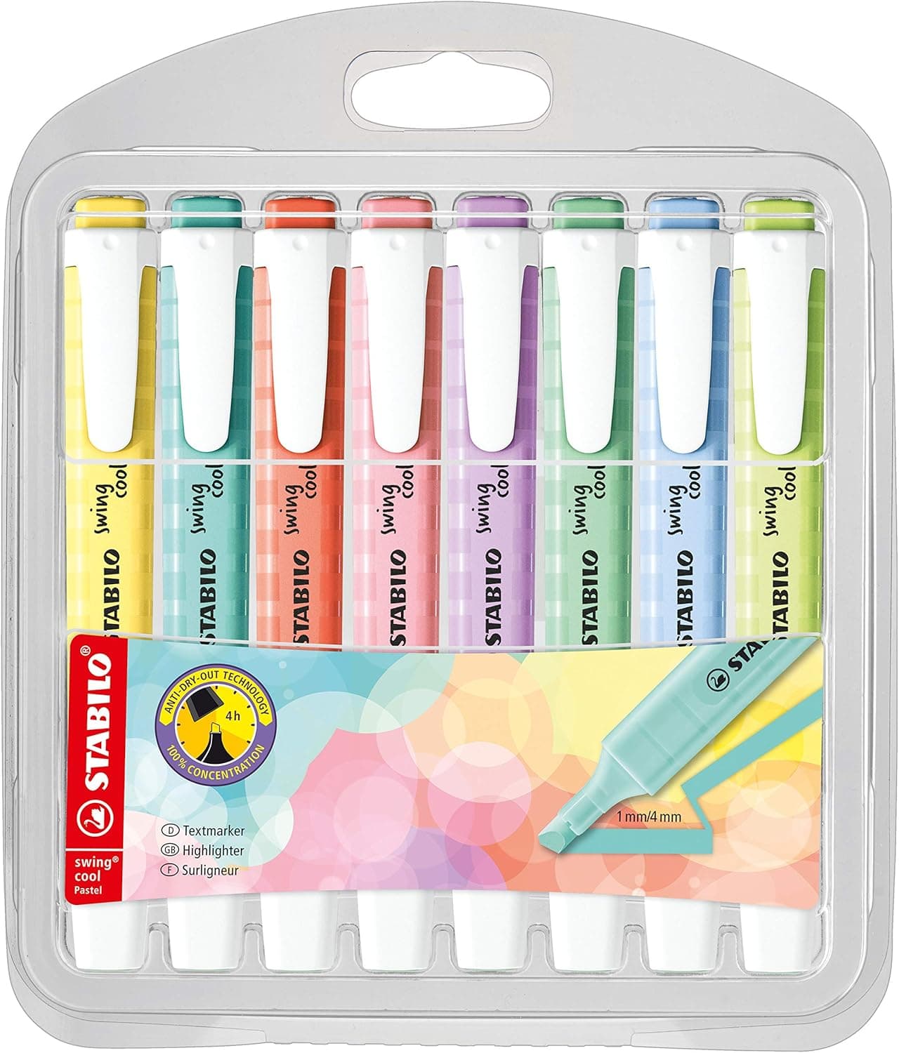 Marcador STABILO swing cool pastel - estojo com 8 cores