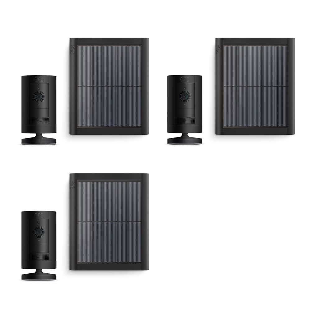 Câmera Solar Externa Ring (Stick Up Cam) | Câmera de vigilância HD wifi para sua casa com comunicação bidirecional, fácil instalação | 30 dias grátis de Ring Home | 3 Câmeras