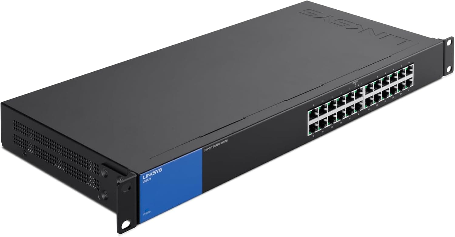 Linksys LGS124-EU | Switch de rede gigabit de 24 portas não gerido com caixa metálica para escritório ou casa