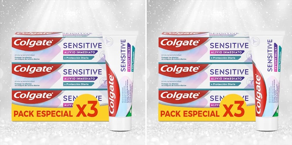 Colgate Sensitive alívio imediato pasta de dentes, 3 unidades x 75 ml, dentífrico de proteção diária, pasta dentária para dentes sensíveis, selagem e reparação de áreas sensíveis