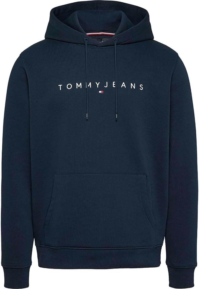Tommy Jeans Camisola de homem linear logótipo com capuz, azul (dark night navy), L, Azul