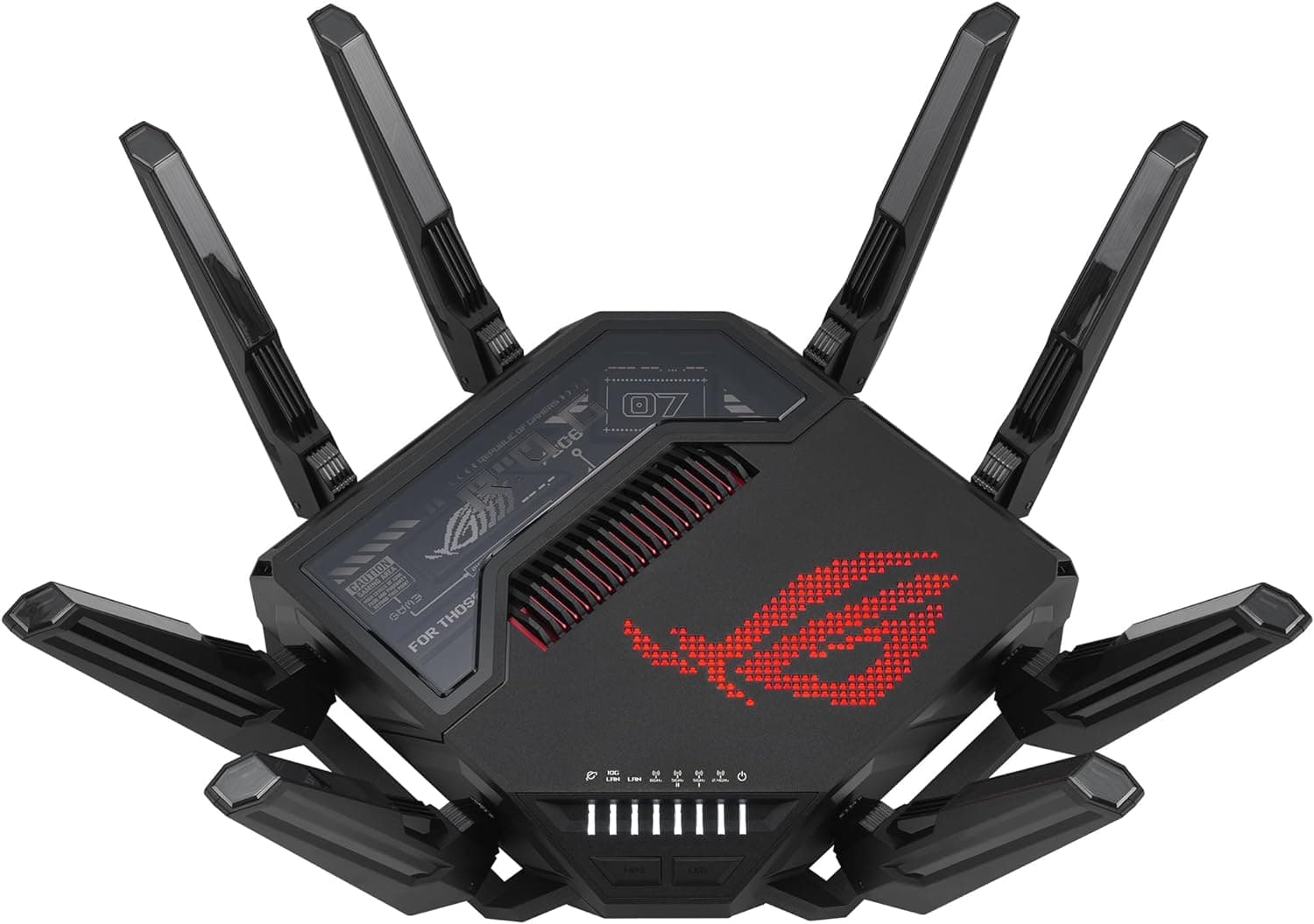ASUS ROG Rapture GT-BE98 Router WiFi 7, quadribanda, banda de 320 MHz, 4096-QAM, funcionamento multilink, portas duplas 10G, WAN de suporte, segurança de rede, compatibilidade com AiMesh