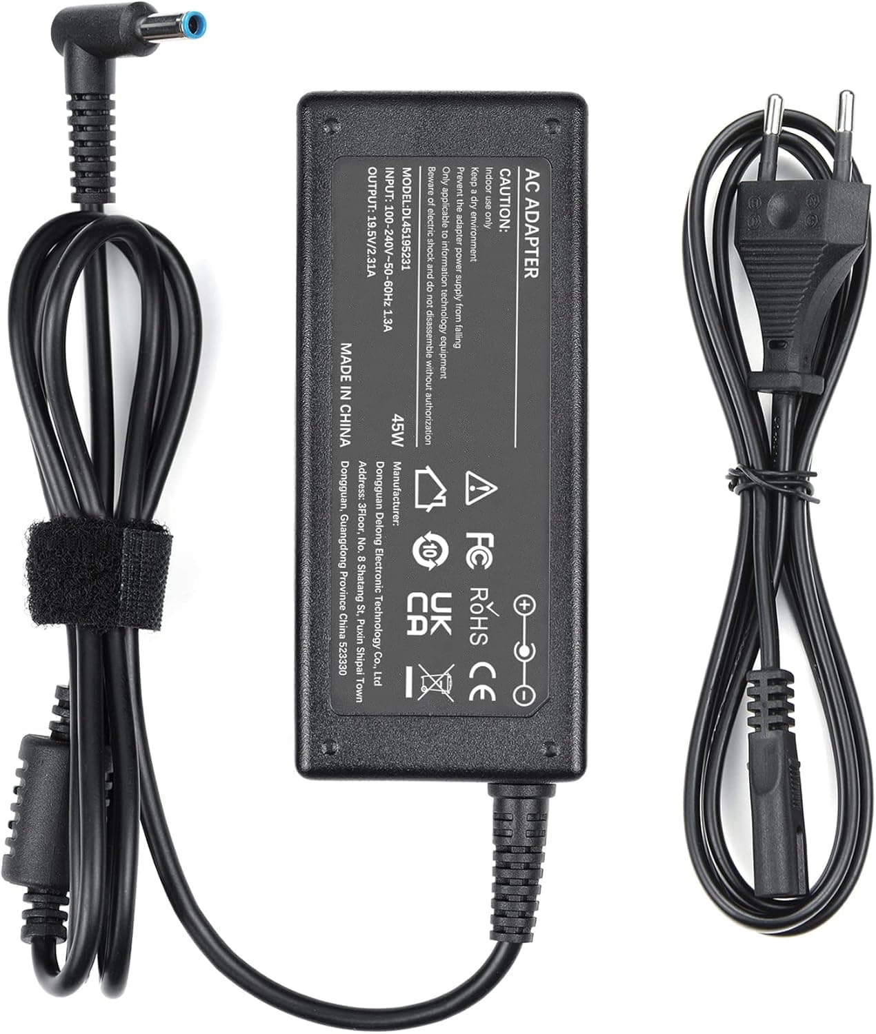 VUOHOEG 45W | Carregador compatível com portáteis HP Pavilion e Elitebook conector 4,5x3,0 mm