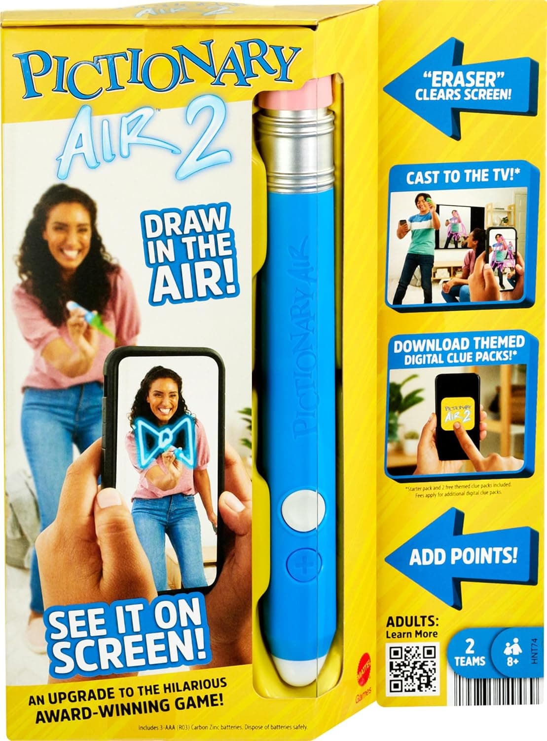 Mattel Games Pictionary Air, veja o que desenha no ecrã, jogo de tabuleiro familiar + 8 anos (Mattel HNT74)