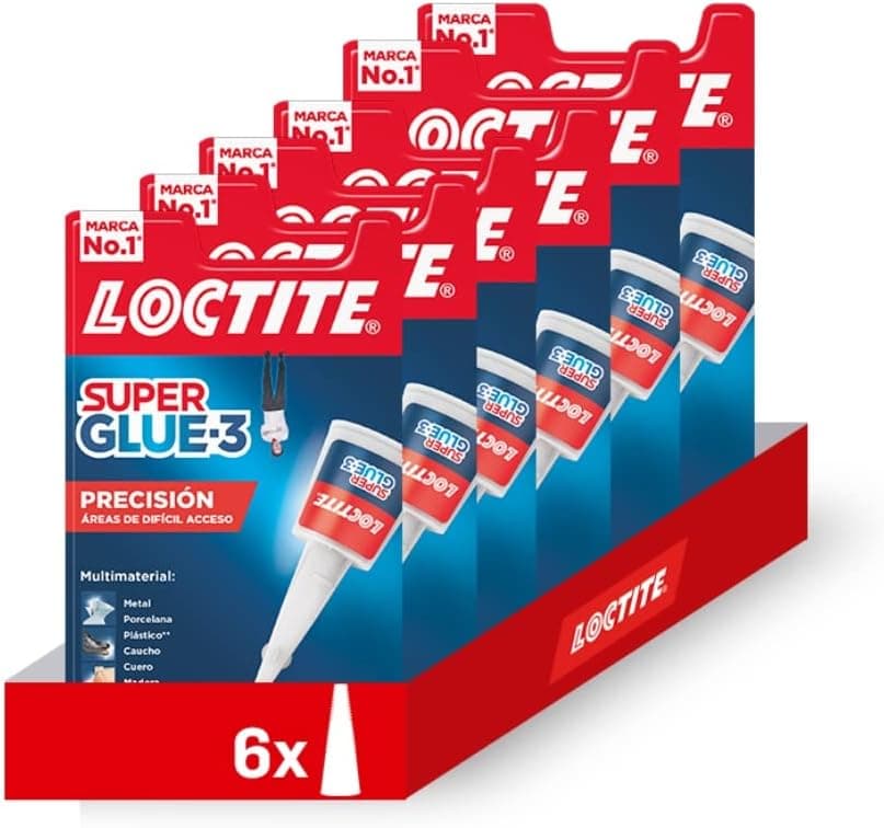 Pack 6 unidades Loctite Superglue 3 cola autocolante instantâneo de precisão - cola ciano crilato de extra grande para áreas de difícil acesso