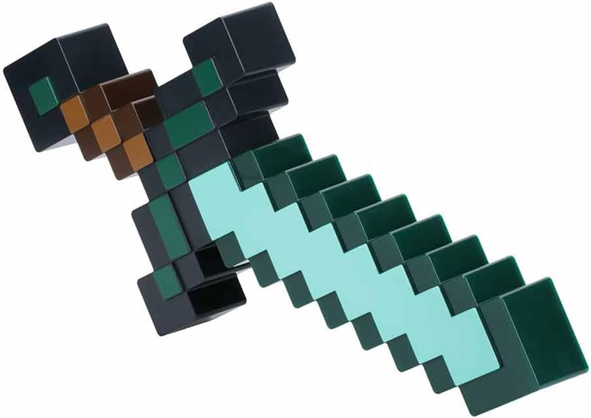 Luz espada de diamante Minecraft - produto oficial, 3 modos de luz dinâmica com reação ao som, decoração para sala de jogos e colecionável, alimentado por USB ou bateria