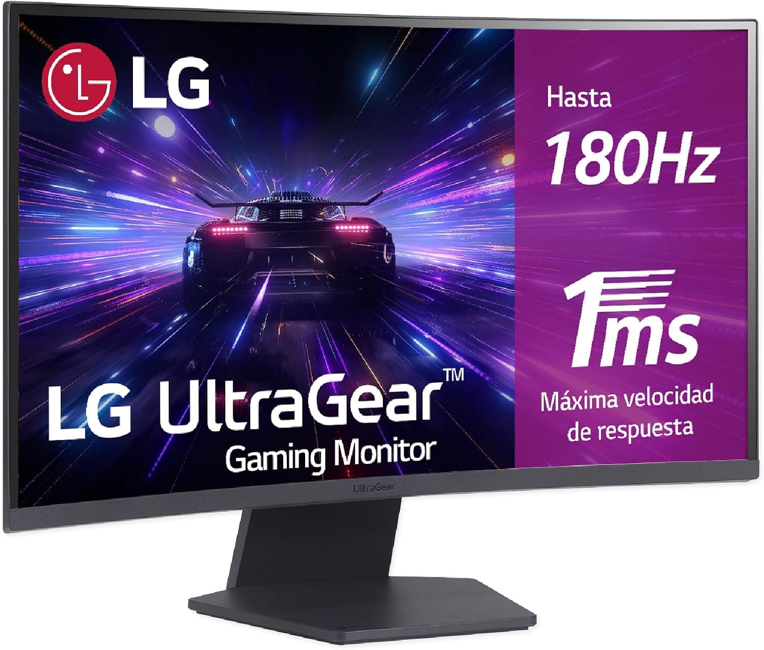LG 27GS60QC-B Monitor ultragear, 27", QHD (2560 x 1440), painel VA, 16:9, HDMI, 180Hz, 1ms FreeSync, conectividade universal, cor púrpura cinzento