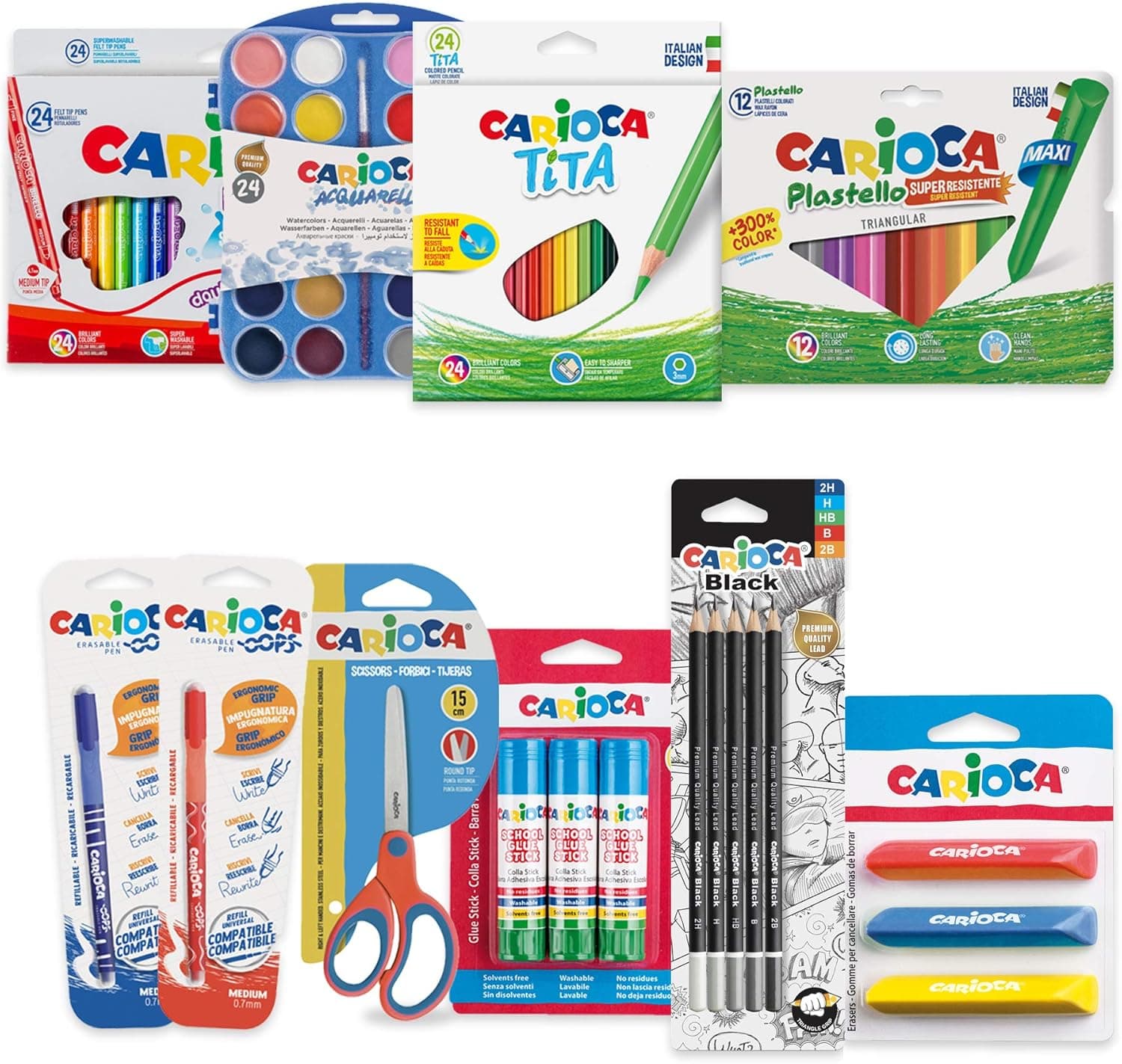 Carioca- Set Escolar, Color Surtido, 100 Unidad (Paquete de 1) (53220)