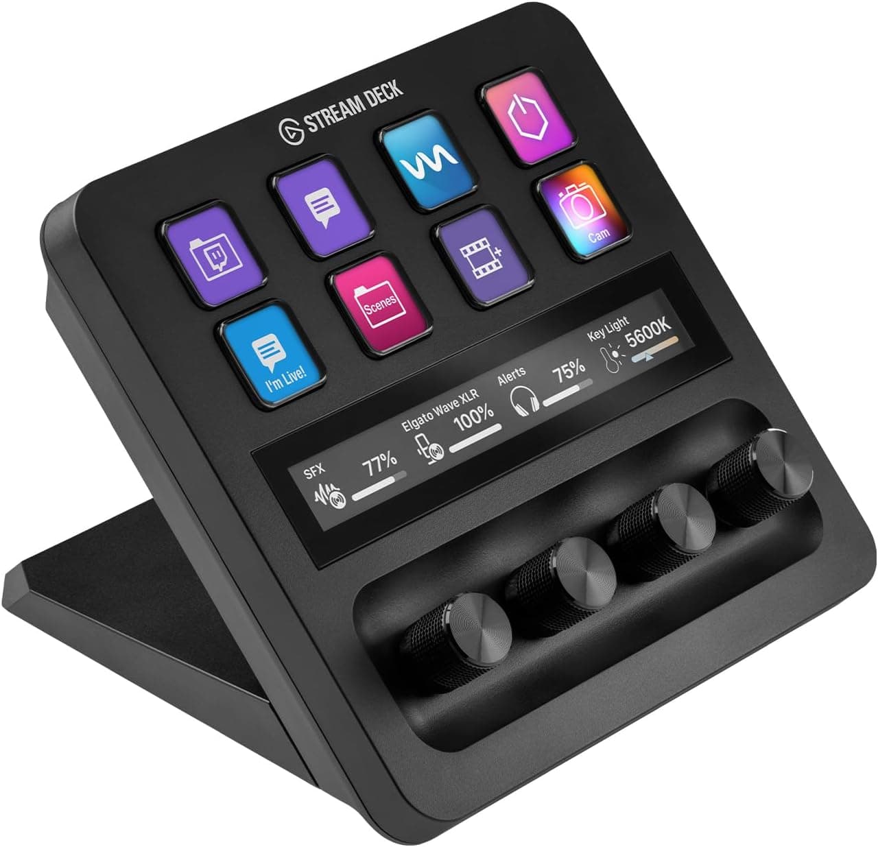 Elgato Stream Deck +, misturador de áudio, controlador de direto e estúdio para criação de conteúdo, streaming, jogos, com banda tátil, mostradores e teclas LCD personalizáveis, funciona com Mac e PC