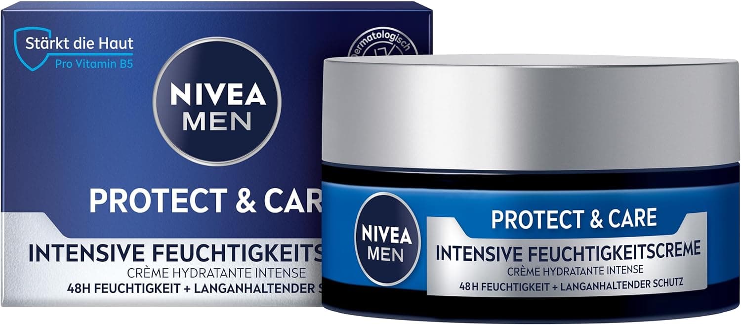NIVEA MEN Protect & Care | Creme facial hidratante com aloé vera e vitamina B5 para 48 h de cuidado intensivo, 50 ml