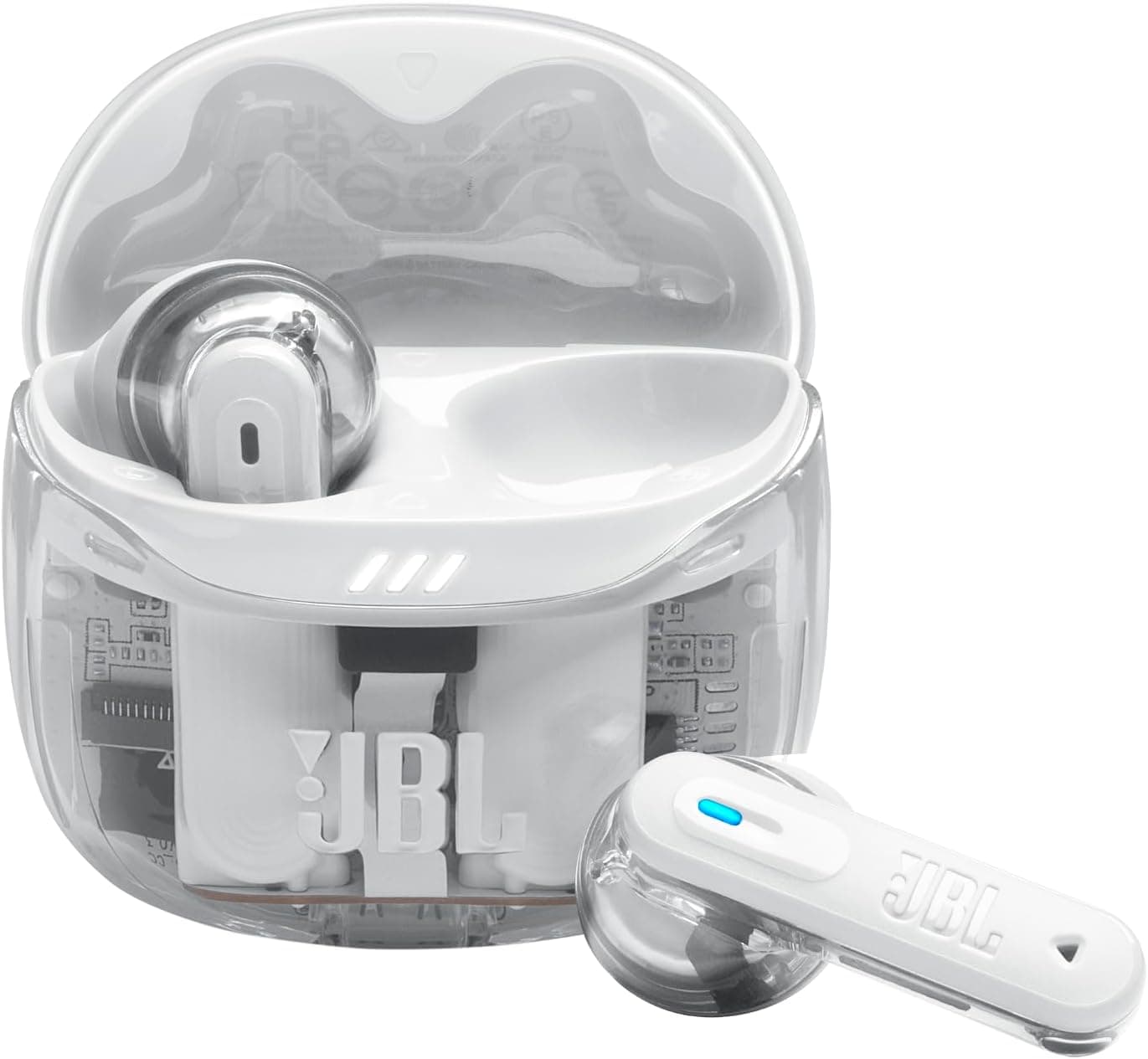 JBL Tune Flex 2, auriculares sem fios Bluetooth e cancelamento de ruído. Autonomia de até 48 horas, IP54 resistente à água e ao pó, conexão multiponto, design ergonómico, fantasma branco