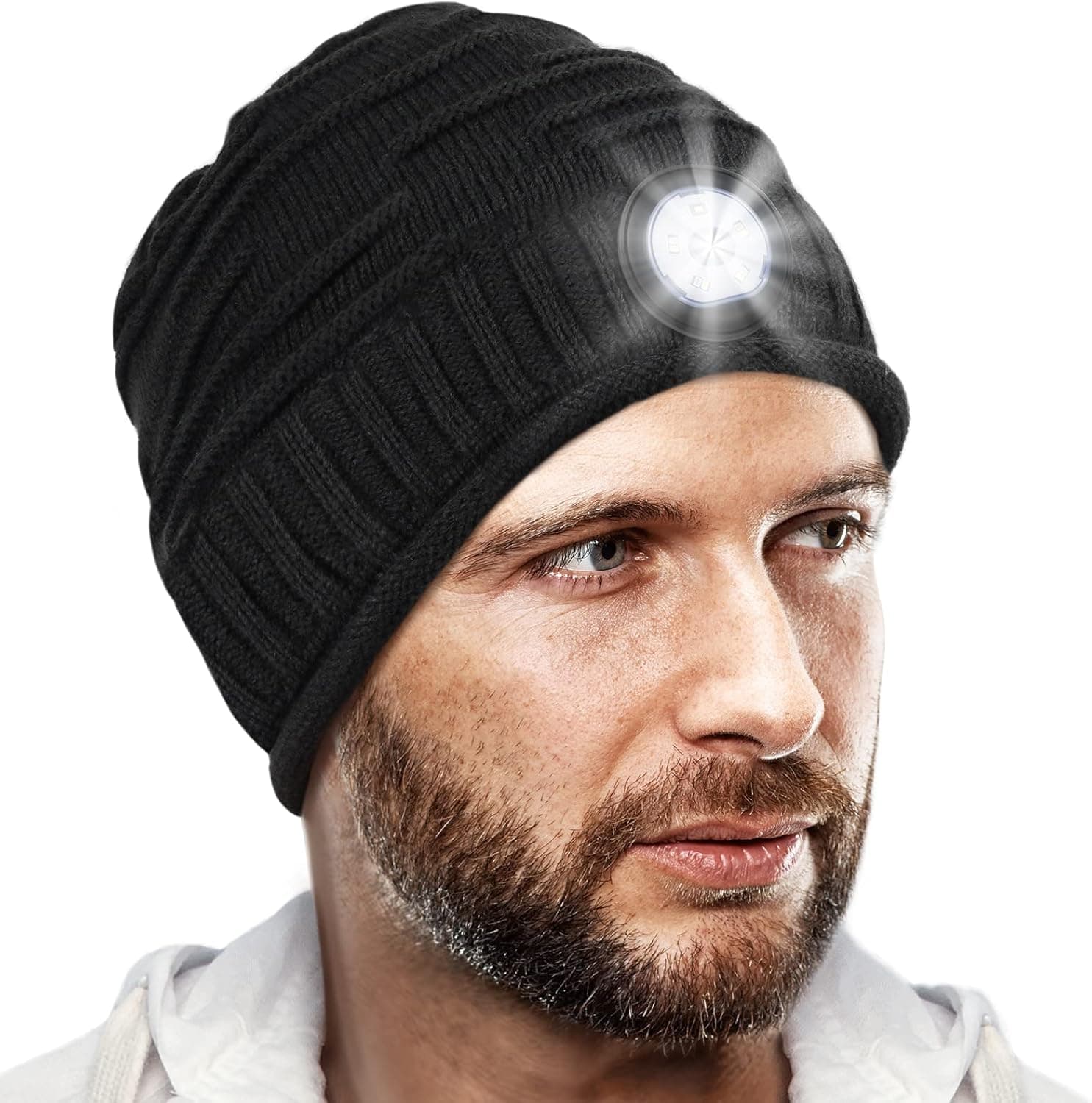 Gorro com Luz LED - Presente Original para Homem, Acessório de Inverno, Amigo Invisível, Ideal para Motociclistas, Desportistas