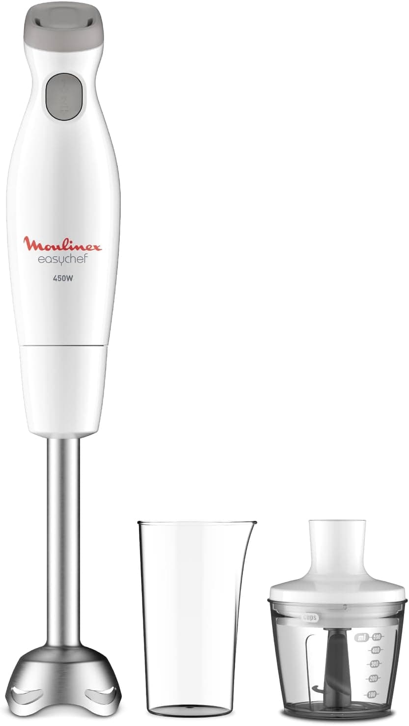 Moulinex Easychef | Varinha mágica 2 em 1 com 450 W, copo 800 ml e picadora 500 ml