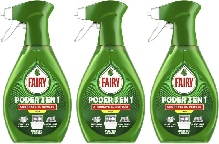 Fairy Poder sem imersão em spray de limão, louça e cozinha, anti-gordura, 500 ml x 3