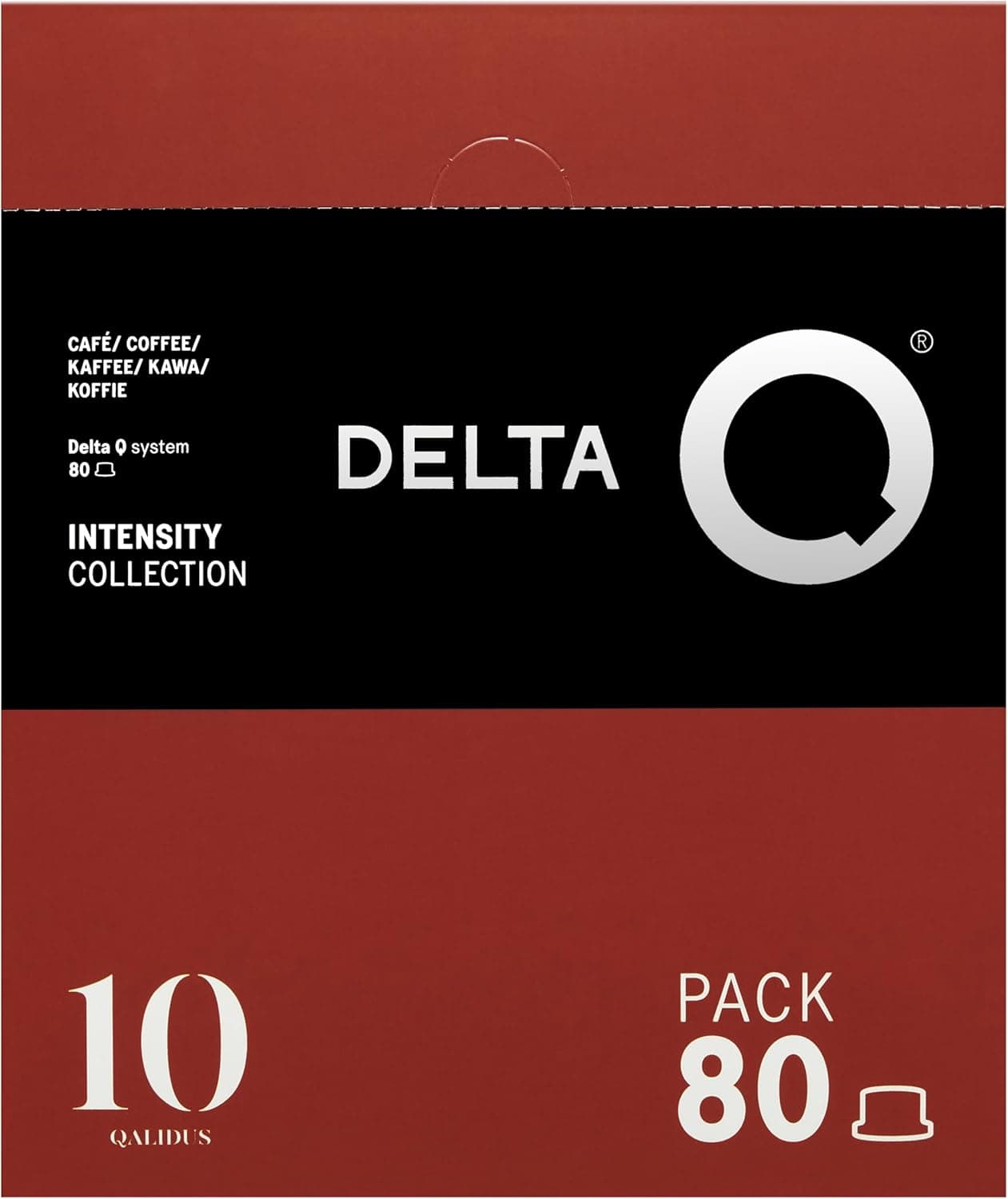 Delta Q - Cápsulas de café Qalidus - Espresso intenso com notas de caramelo, Intensidade 10 - Moido natural - 80 cápsulas