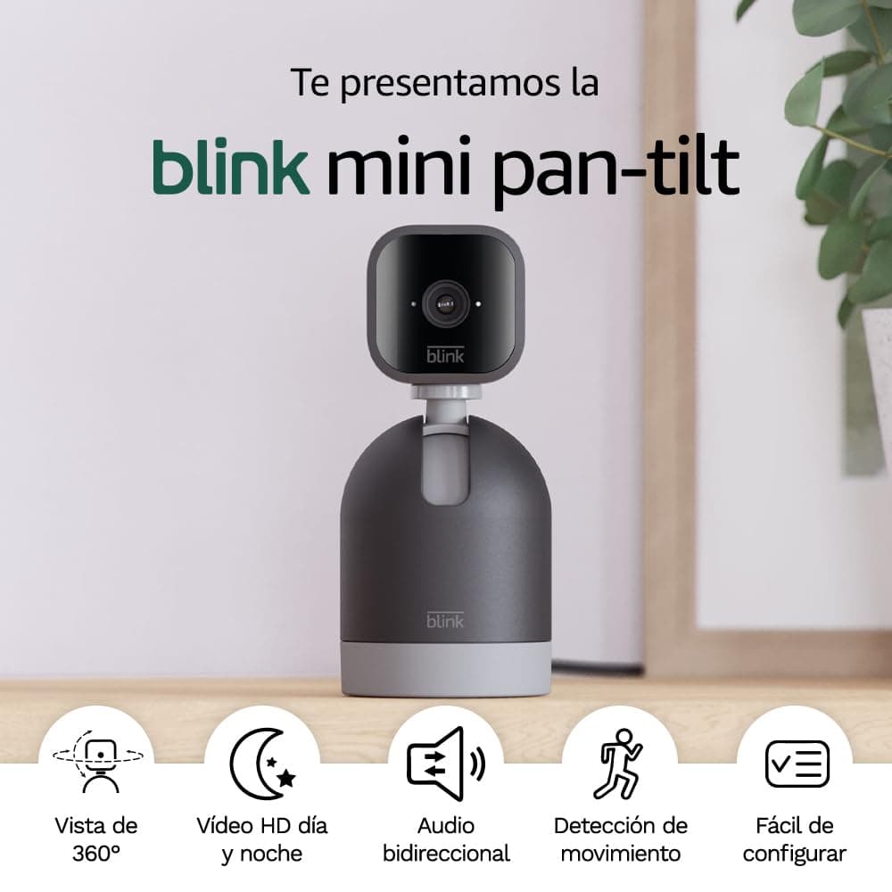 Câmara Blink Mini Pan-Tilt | Câmara de segurança interna inteligente plug-in com áudio bidirecional, vídeo HD e deteção de movimento, funciona com Alexa