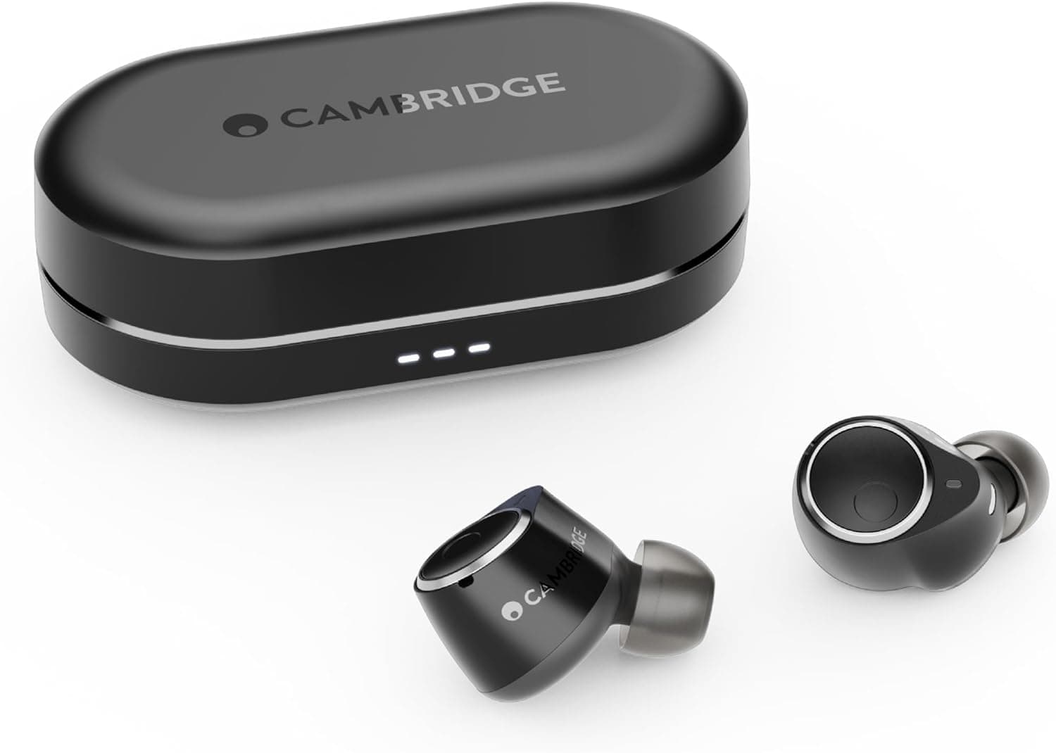 Cambridge Audio Melomania M100 - Auriculares intra-auditivos sem fios com cancelamento ativo de ruído, áudio de alta fidelidade, Bluetooth e 52 horas de autonomia com estojo de carregamento - preto