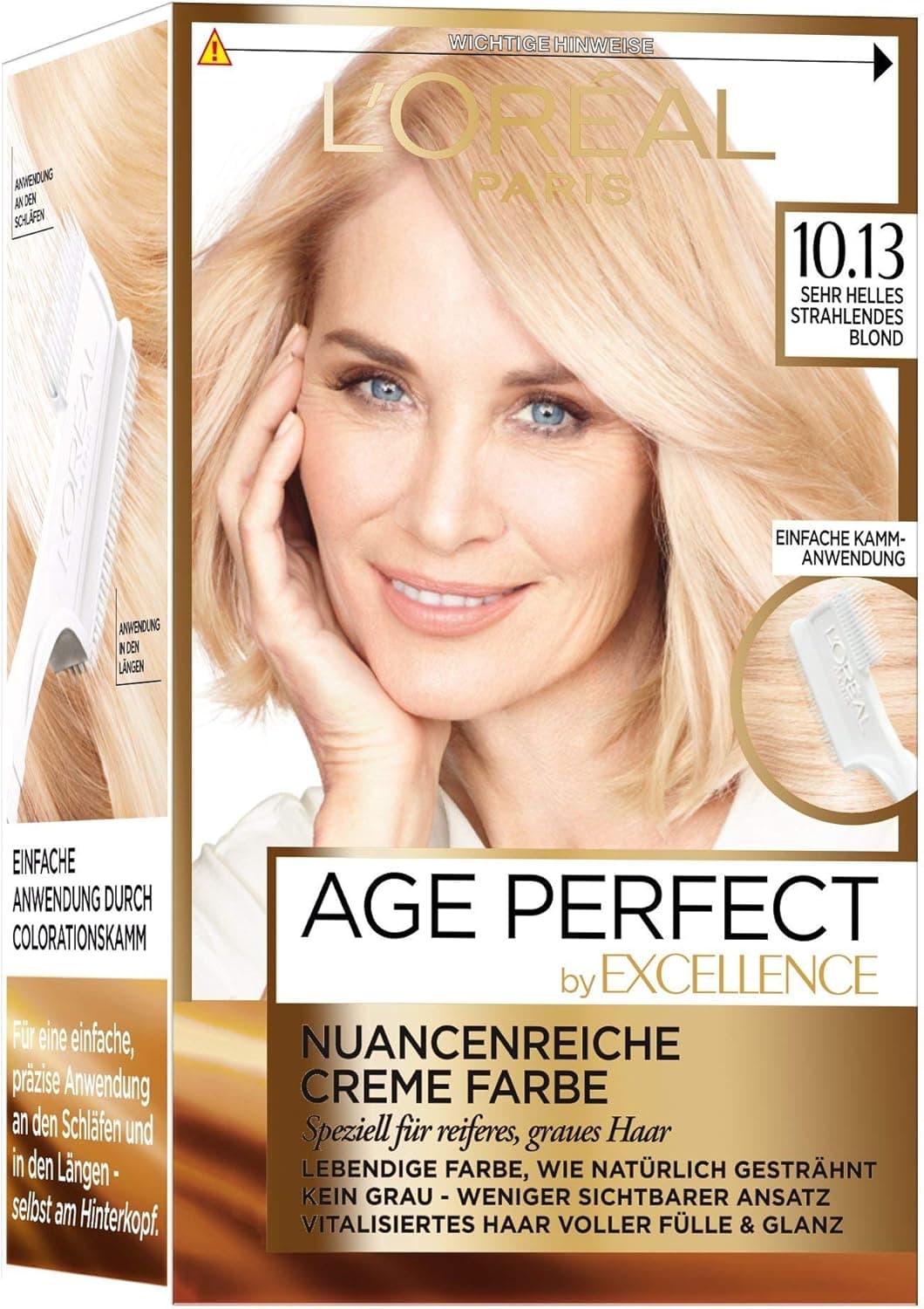 L'Oréal Paris Age Perfect excelência coloração 10:13 loiro brilhante brilhante, pacote de 3 (3 x 1 peça)