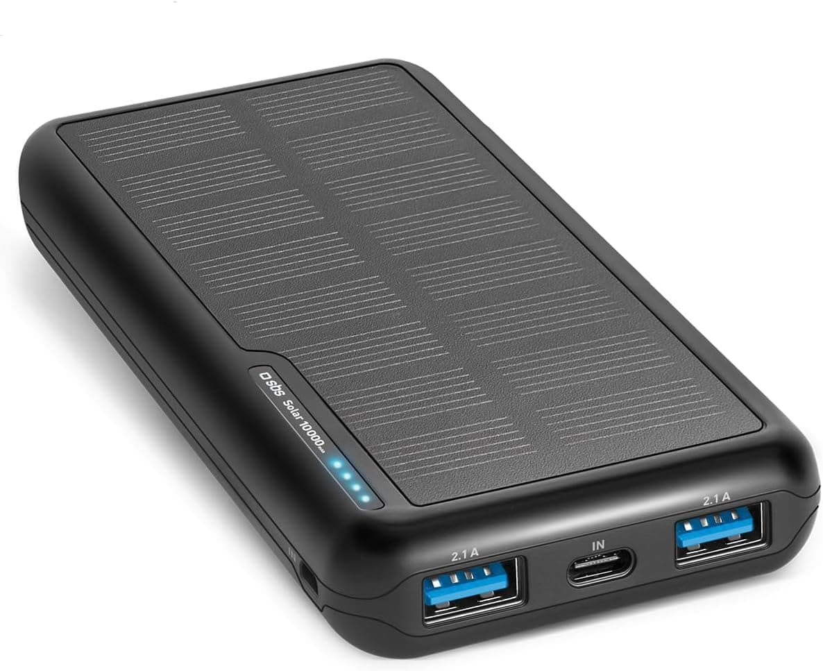 SBS TTBB10000SK | Powerbank solar portátil 10000 mAh com USB e USB-C