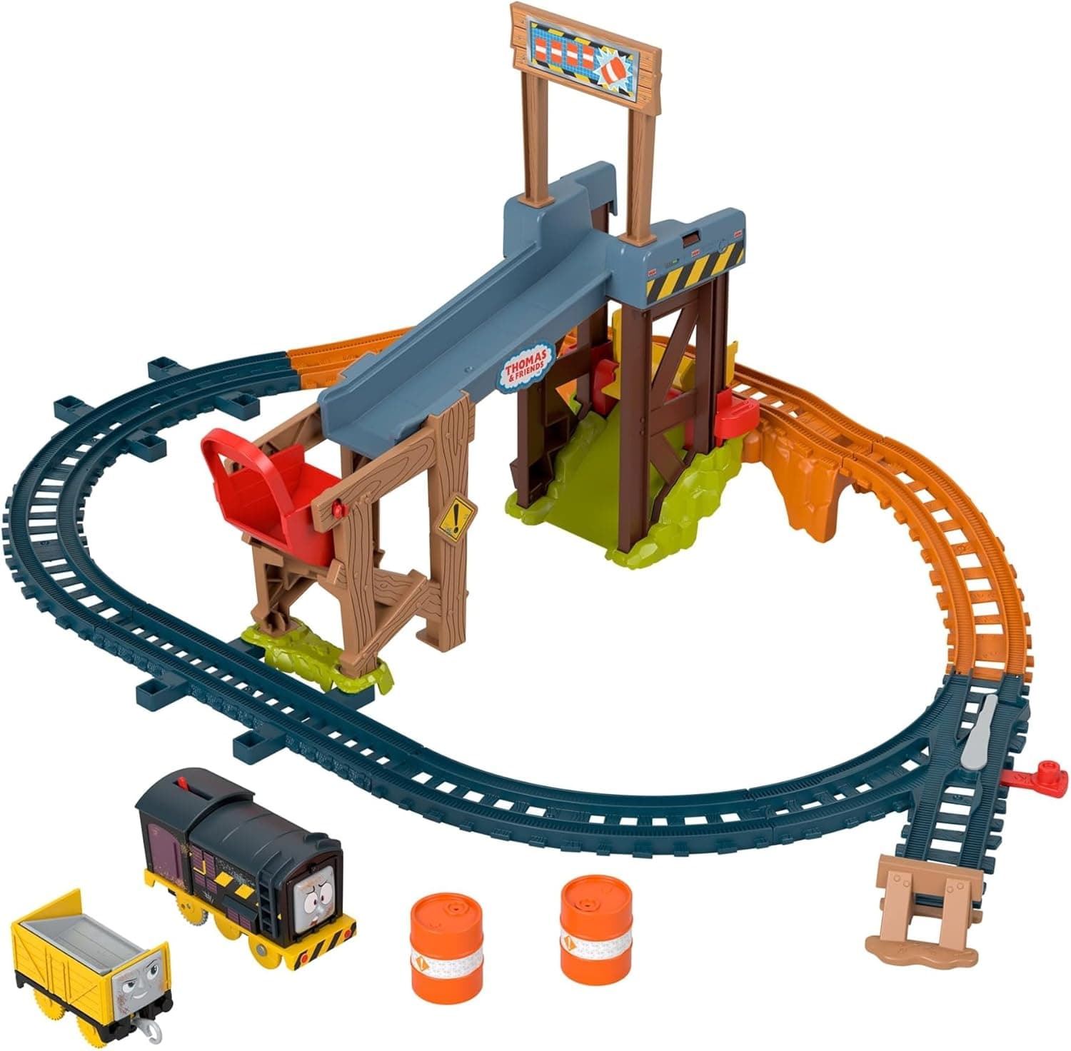 Thomas e os seus amigos conjunto carregamento e descarga de diesel comboio de brinquedo motorizado com pista e carruagem de carga para meninos e meninas da pré-escola a partir dos 3 anos, JBW20