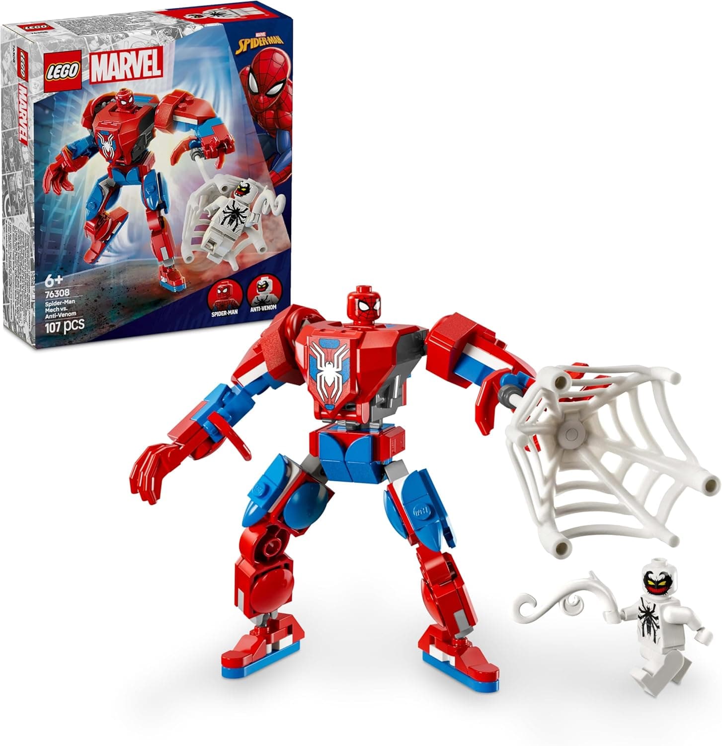 LEGO Marvel Armadura Robótica do Homem-Aranha vs. o Anti-Venom Brinquedo de super-heróis com figura de robot e minifiguras, jogo de RPG e Batalha, presente para meninos e meninas de 6 anos ou mais