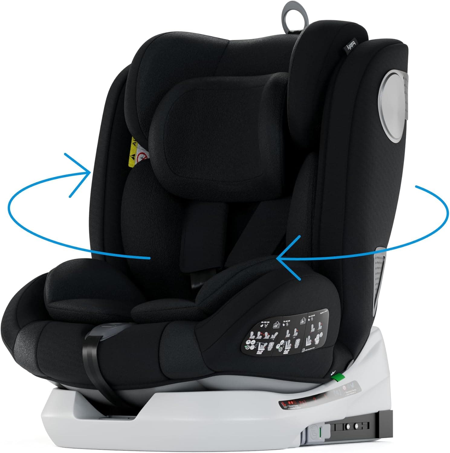 Babify Onboard Isofix Cadeira de carro para bebés e crianças, 0 meses, 12 anos, adequada de 40-150 cm, ajustável 360º, assento portátil e seguro i-Size ECE R129 - Black edition