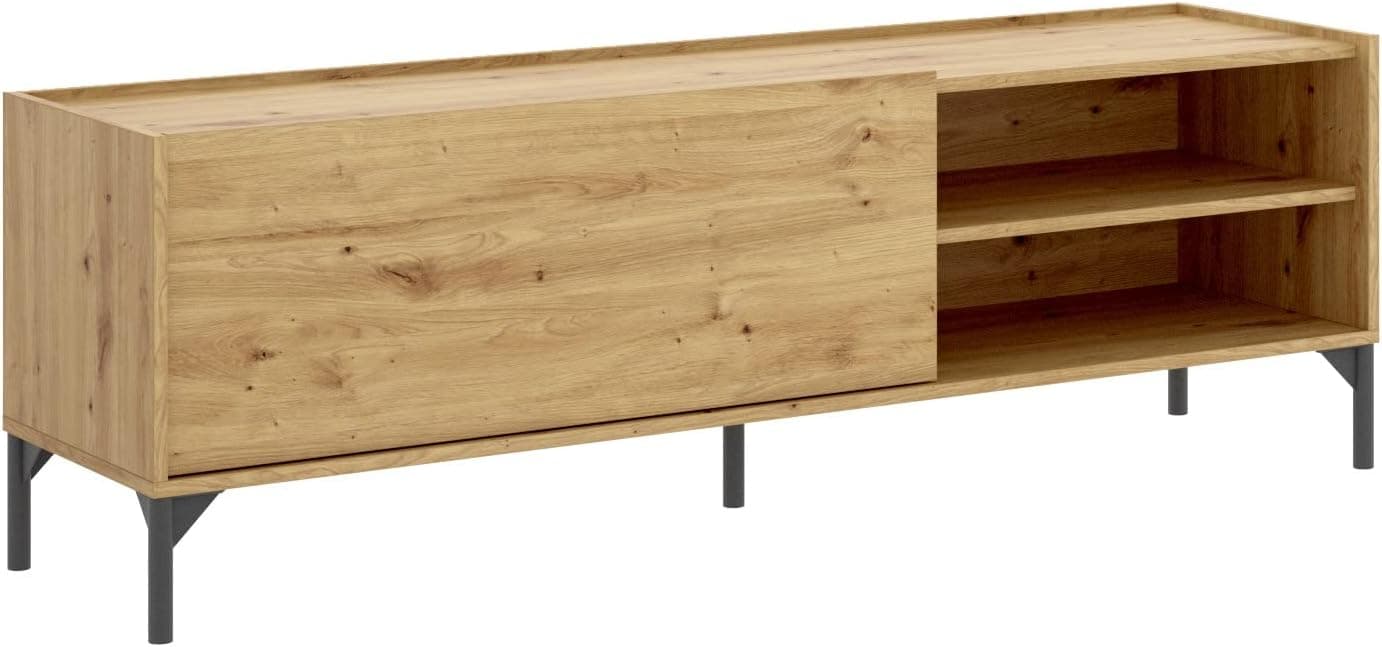 DEKIT GRUPO RIMOBEL Ness Armário de TV baixo, melamina, nórdico, 47 x 155 x 43 cm