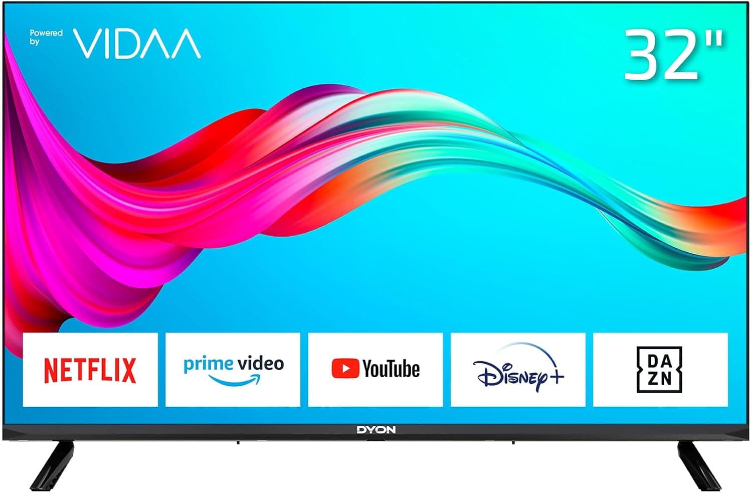 DYON Smart 32 VX TV 80 cm (32 polegadas) (HD Smart TV, sintonizador triplo (DVB-C/-S2/-T2), App Store, Prime Video, Netflix, Youtube)