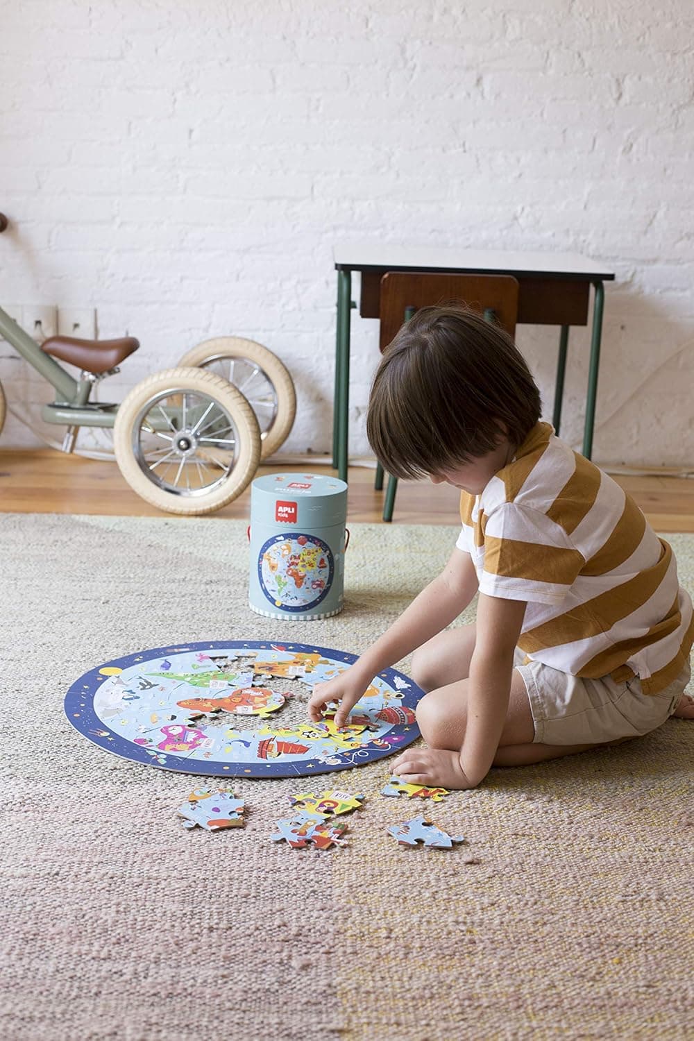 APLI Kids - Puzzle circular MAPAMUNDI - 48 peças - Descubra continentais e oceanos - Design infantil colorido - Recomendado para crianças de 5 anos - multicolorido, cartão