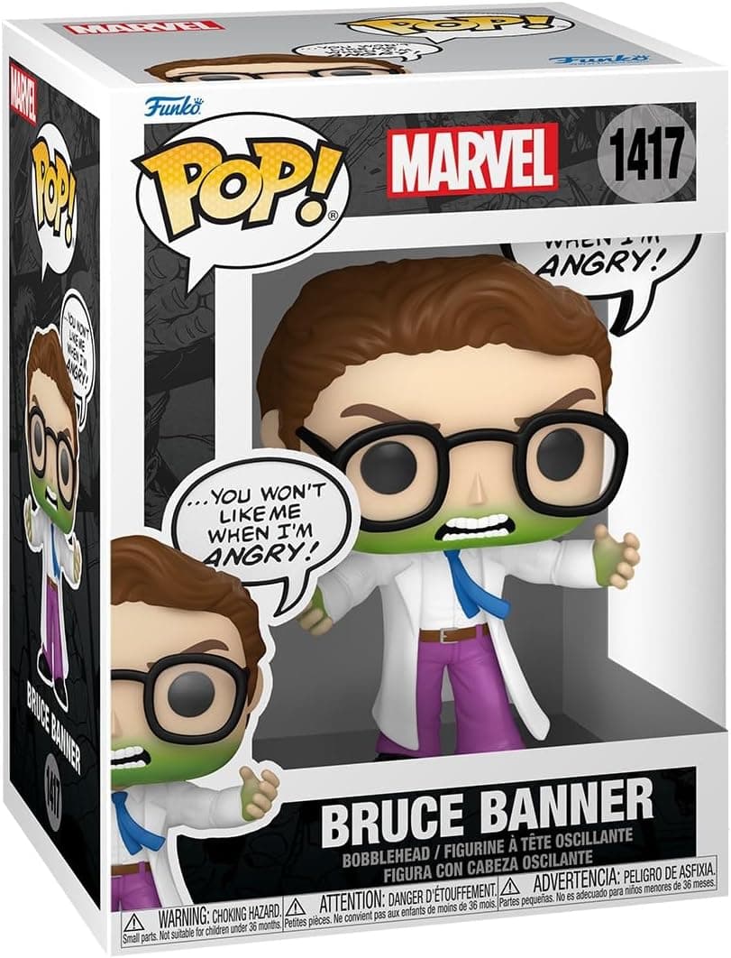 Funko Pop! Marvel: Bruce Banner - Hulk - (Don't Make Me Angry) - Marvel Comics - Comics Marvel - Figura de vinil colecionável - Ideia de presente - Mercadoria oficial